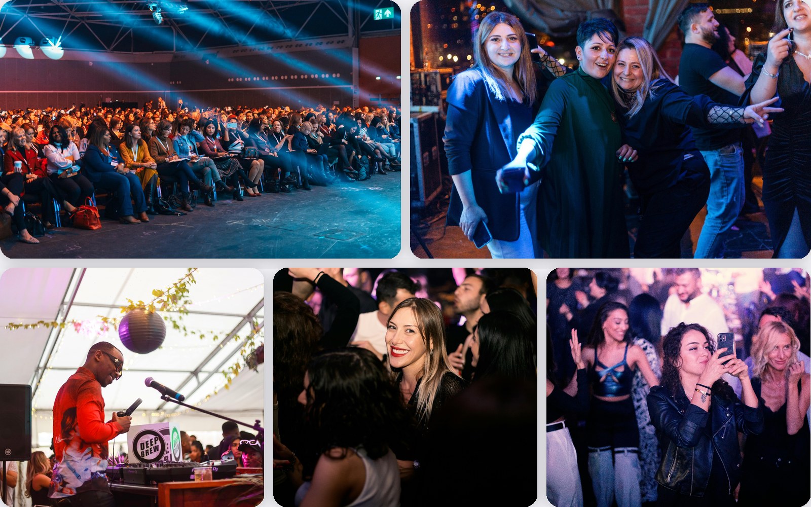 Attendees capturing photos and videos at an event from many angles